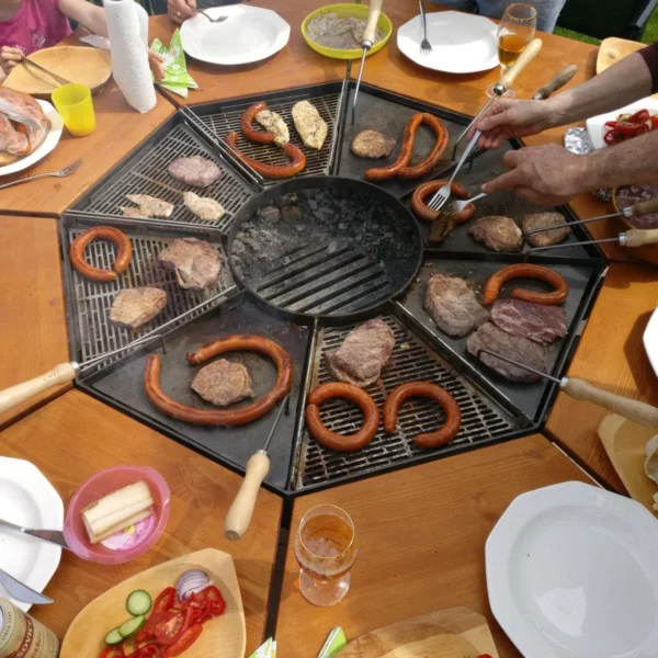 Party grillasztal és szalonnasütő 8 fő részére grillráccsal